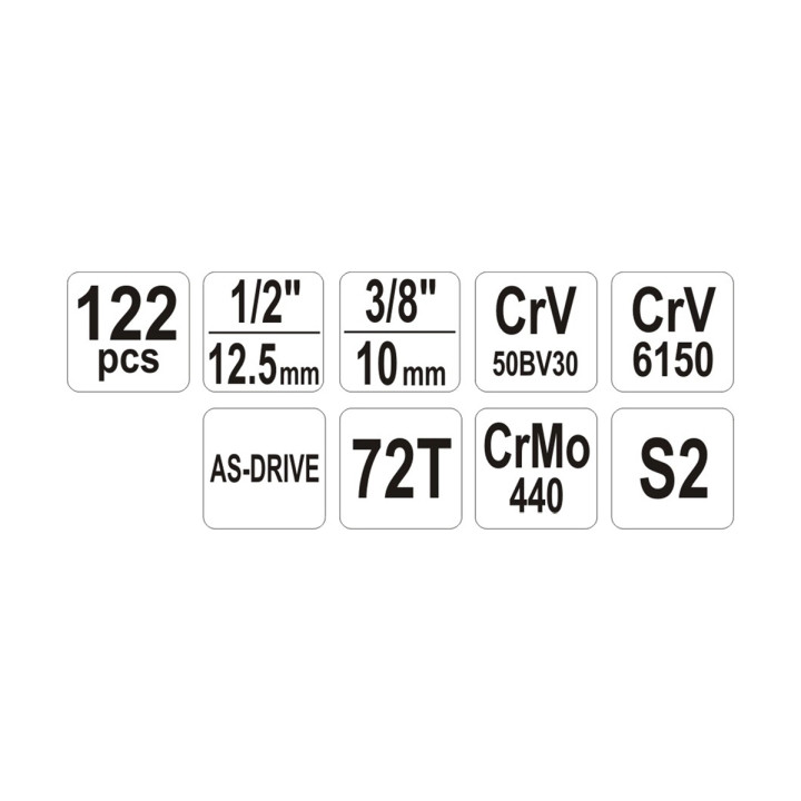 ZESTAW NARZĘDZIOWY 1/2" 122CZ.